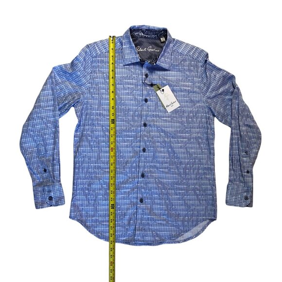 Robert Graham Mens Small Blue Geometric Woven Button Up Dress Shirt NWT - Picture 6 of 10